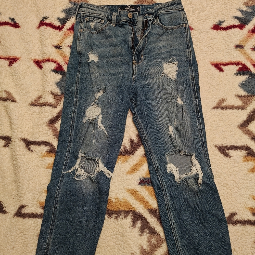 Hollister Ripped Blue Mom Jeans